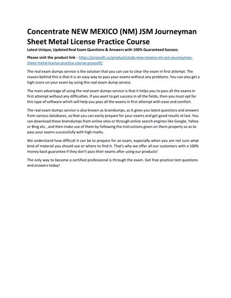 sheet metal license test|sheet metal journeyman license.